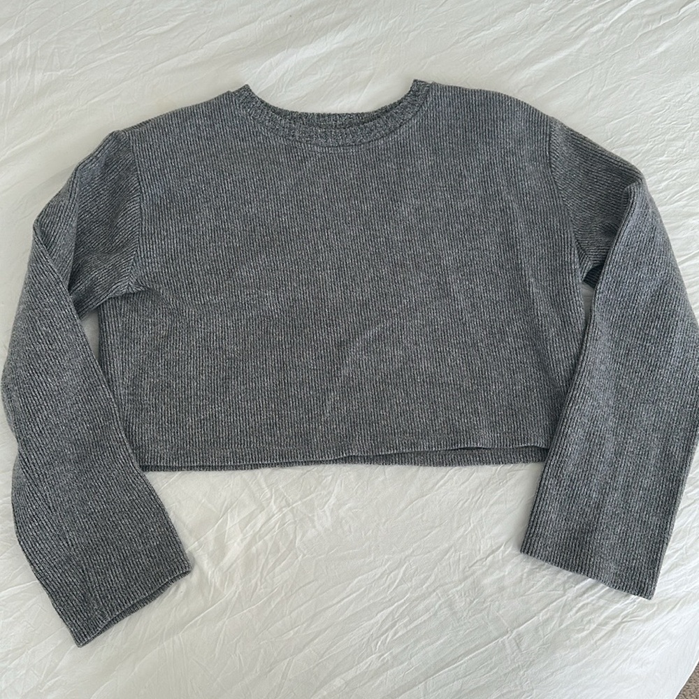 Zara knit cropped gray sweater